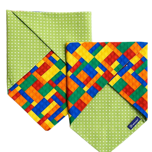 Bandana Reversibile per Cane in Cotone Blocks e Pois Made in Italy | Dventotto® DixyStore