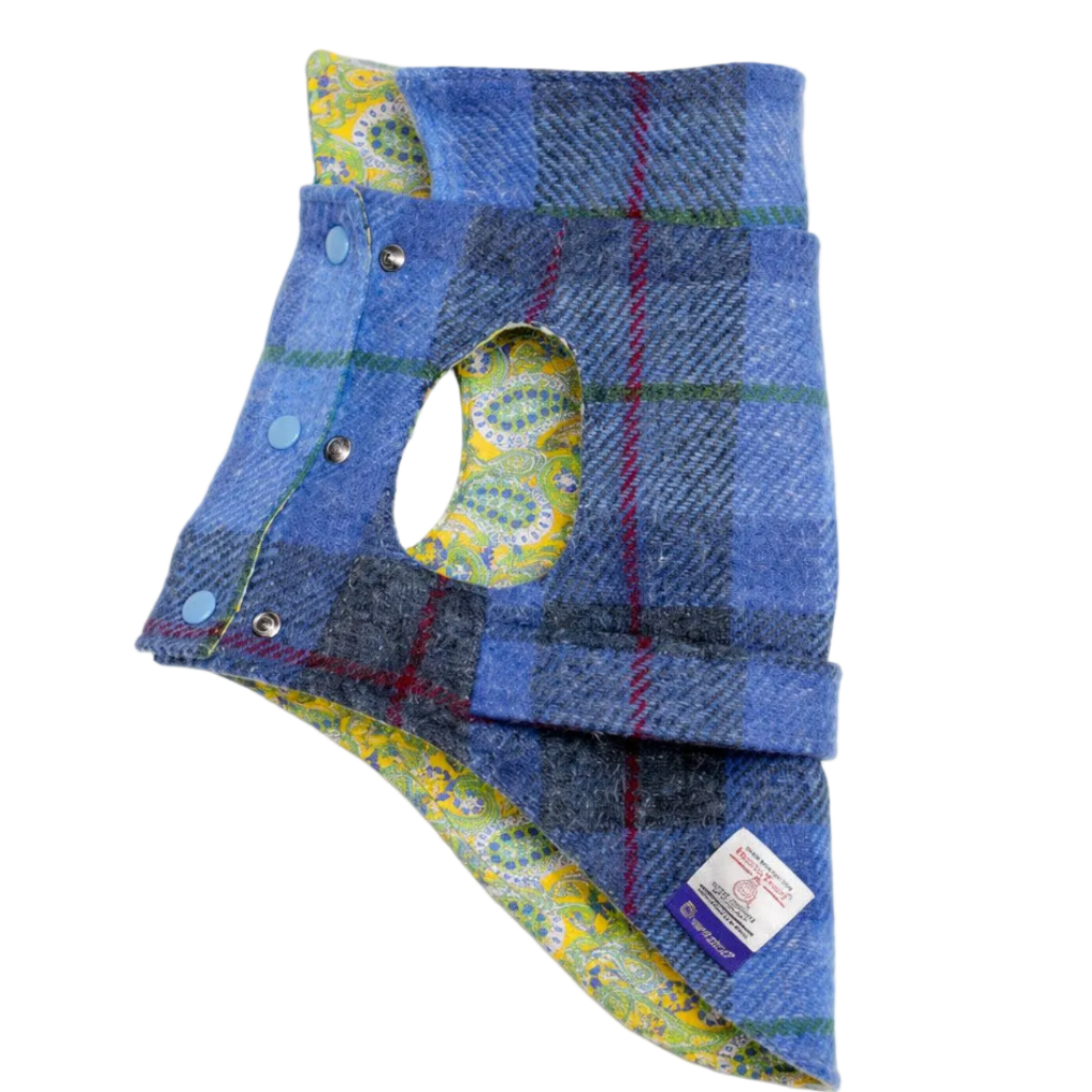 Cappotto per Cane Hebrides Blu in lana Harris Tweed® | Dventotto® DixyStore