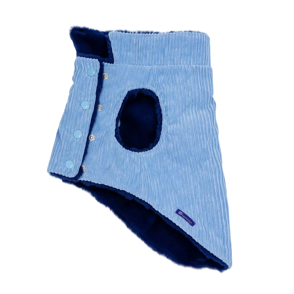 Cappotto per Cane in Velluto a Coste Mod. Nile Blue Made in Italy | Dventotto® DixyStore