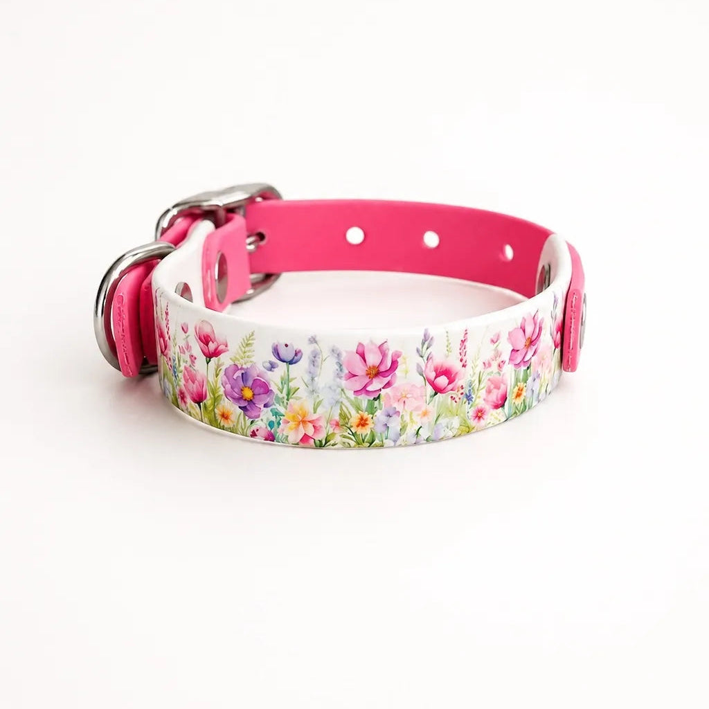 Set Collare e Guinzaglio Fiori Rosa per Cane in BioThane® Impermeabile e Regolabile | DIXY'S (Copia) DixyStore