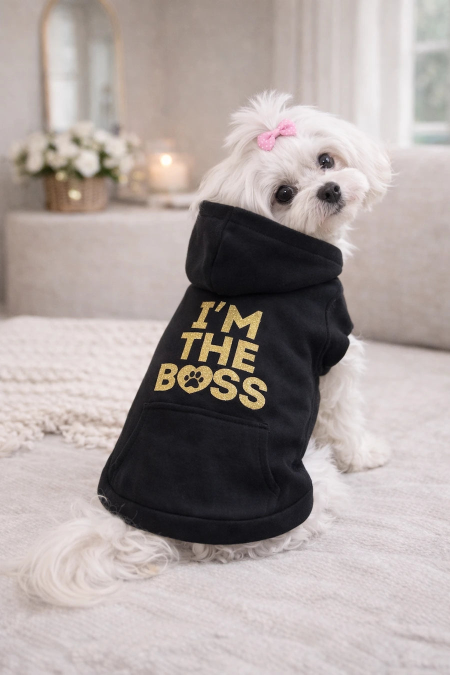 Felpa Cane con Cappuccio “I’m the Boss” | DIXY'S DixyStore