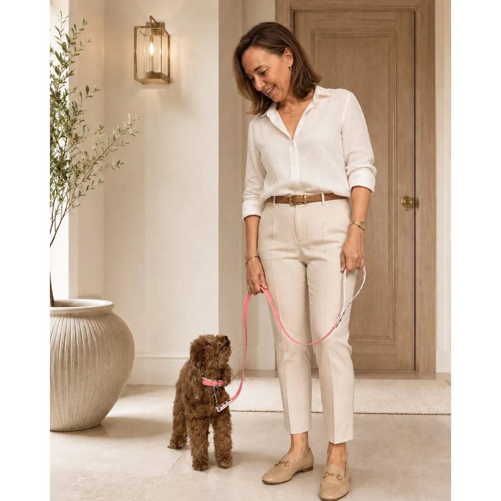 Set Collare e Guinzaglio Fiori Rosa per Cane in BioThane® Impermeabile e Regolabile | DIXY'S (Copia) DixyStore