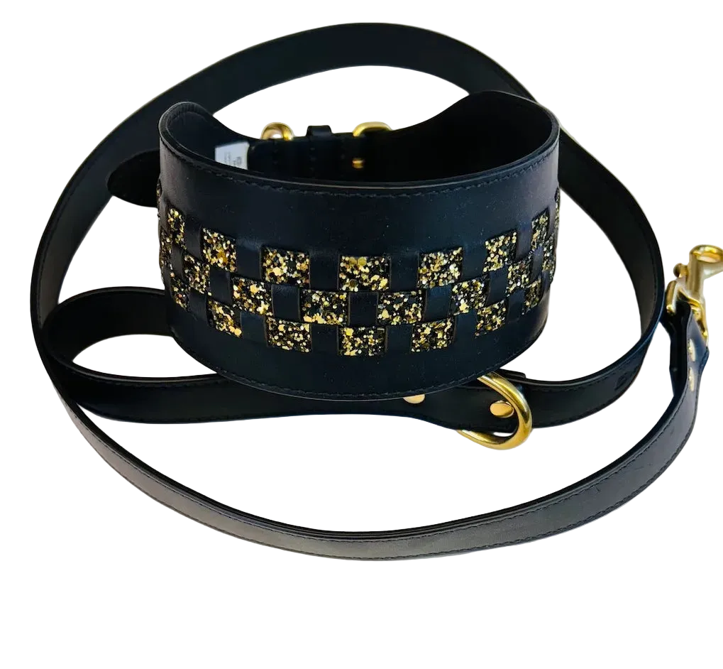 Set Collare e Guinzaglio Camilla in Pelle Italiana per Levrieri | Dventotto® DixyStore