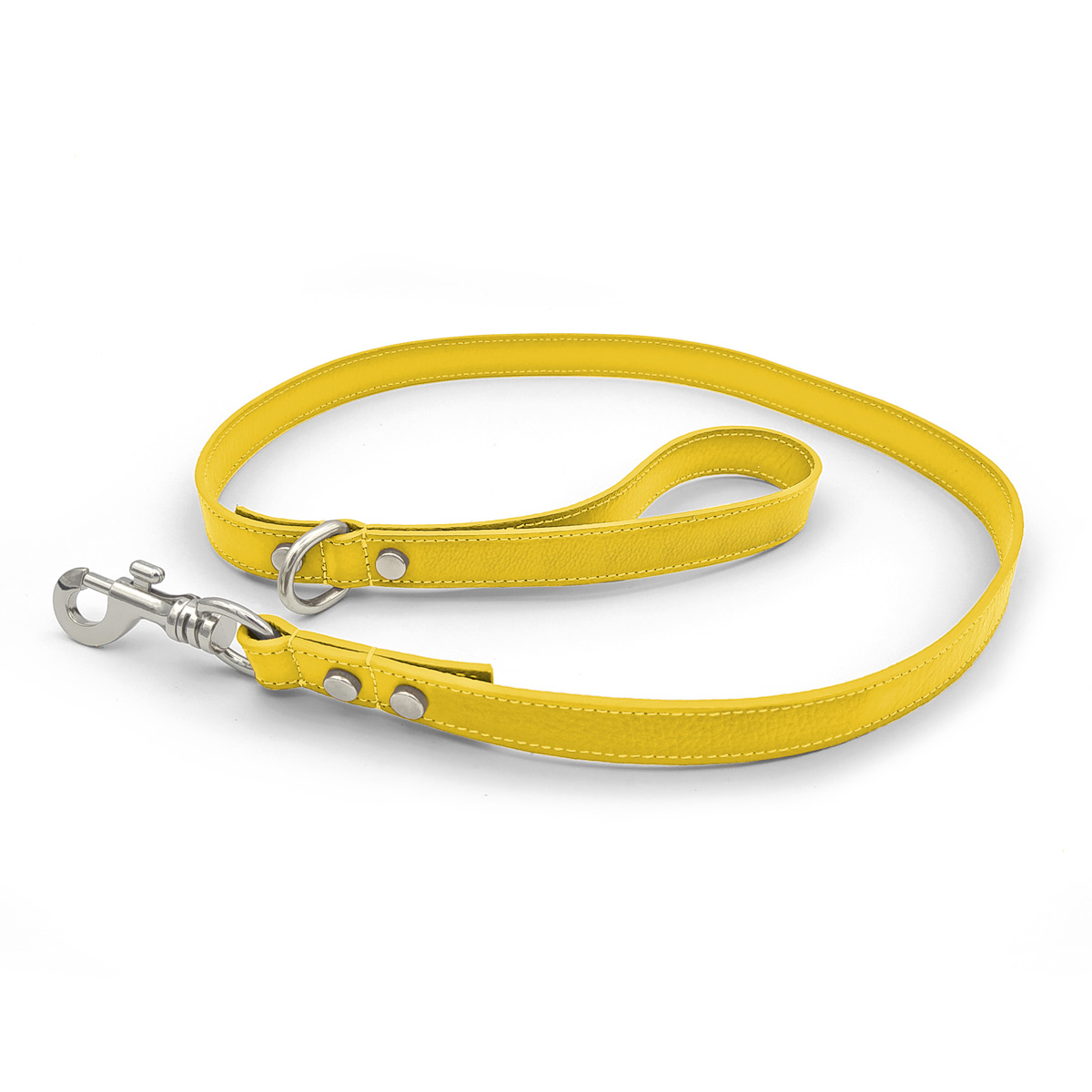 dog leash in yellow grain leather.