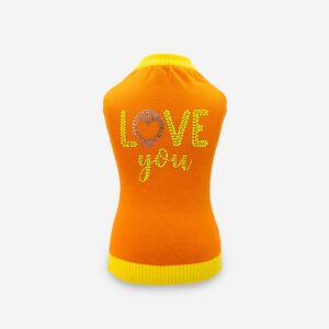 pullover per cani in cotone Love You con decorazione LOVE you e strass Love You cotton dog pullover with decorative studs and rhinestones