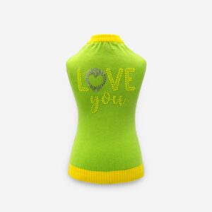 Barboncino con pullover per cani in cotone Love You con decorazione LOVE you e strass Love You cotton dog pullover with decorative studs and rhinestones