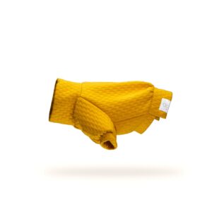 Ochre matelassé dog shirt with soft turtleneck collar and decorative golden star charm.