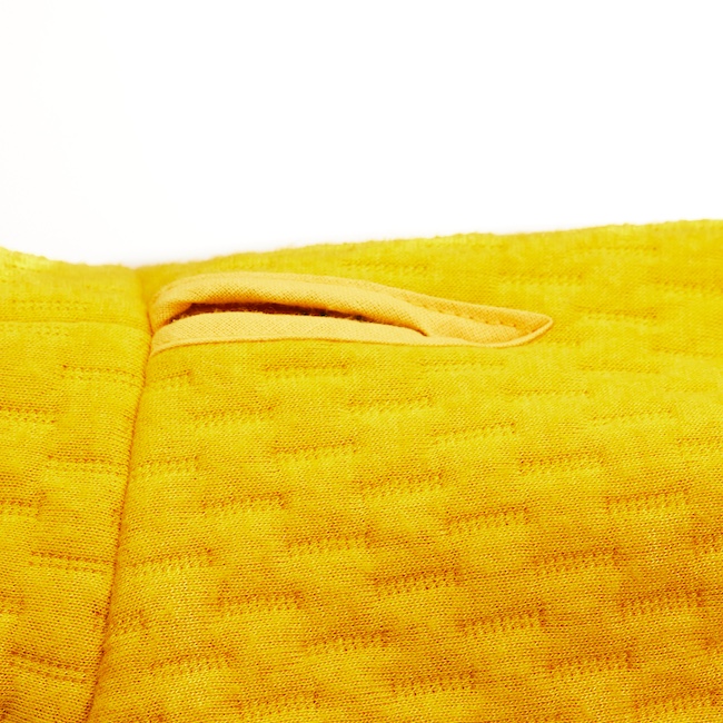 Ochre matelassé dog shirt with soft turtleneck collar and decorative golden star charm.