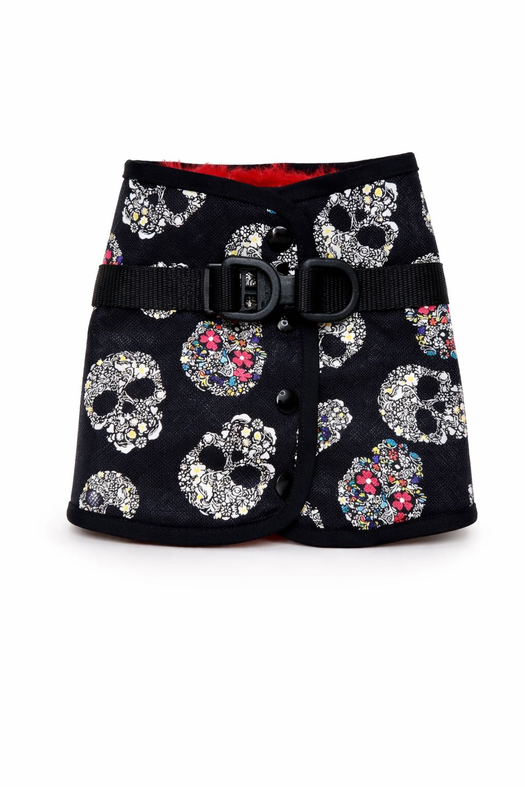 gilet impermeabile per cane “Rebel” con fodera in faux-fur rossa waterproof dog waistcoat “Rebel” with red faux-fur lining